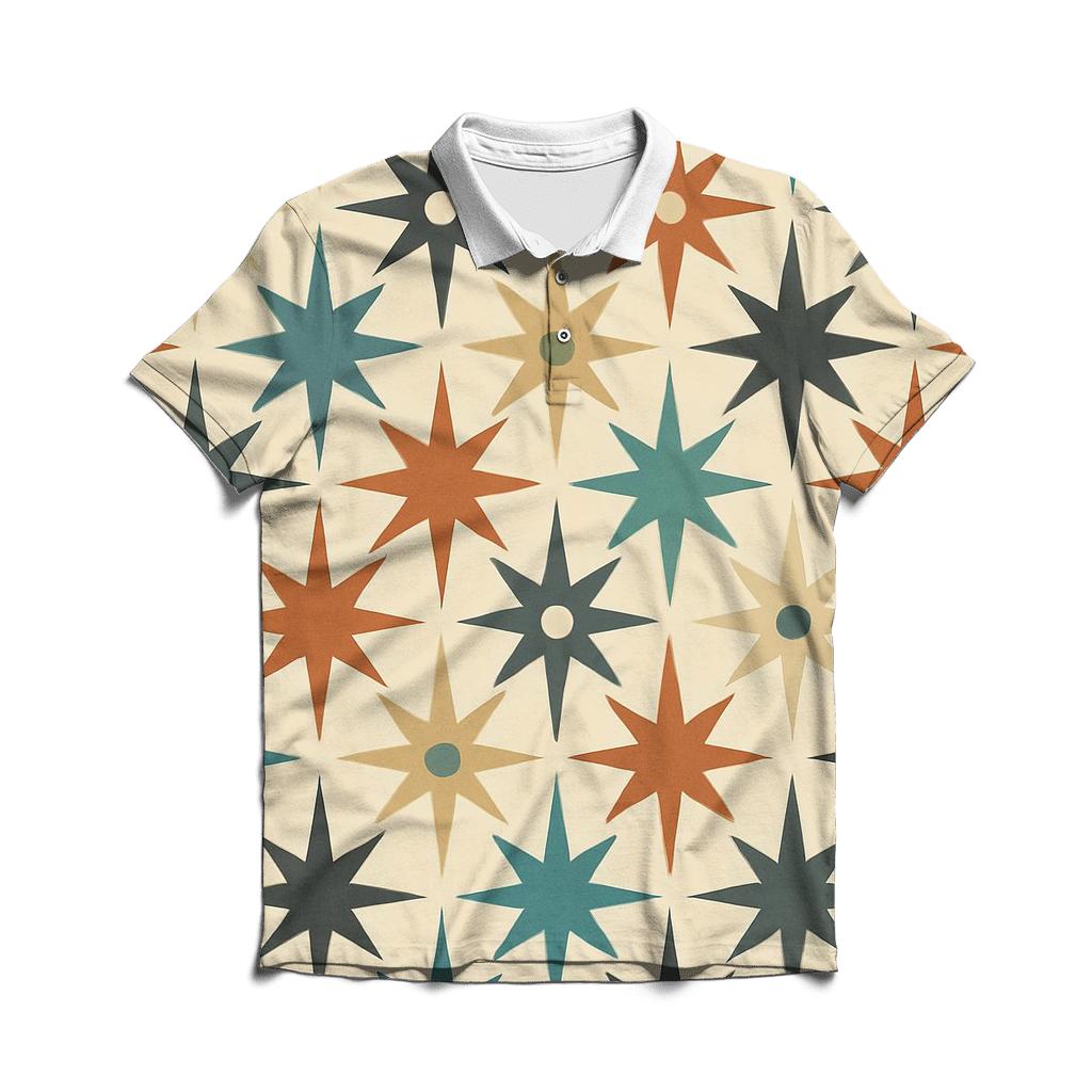Atomic Starburst Grid personalized polo shirts