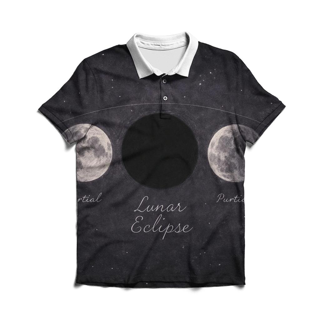Lunar Eclipse Shadow Art stylish collar polo tees