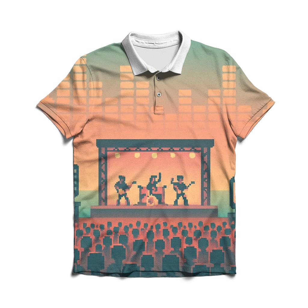 Pixel Concert Panorama custom polo shirts