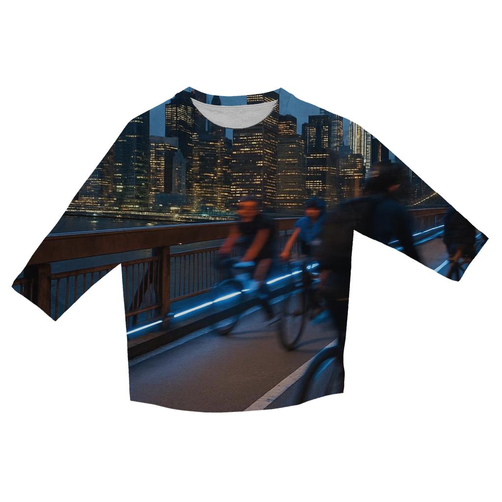 Commuter Bicycle Bridge Crossing At Blue Hour fashion 3/4 sleeve shirts