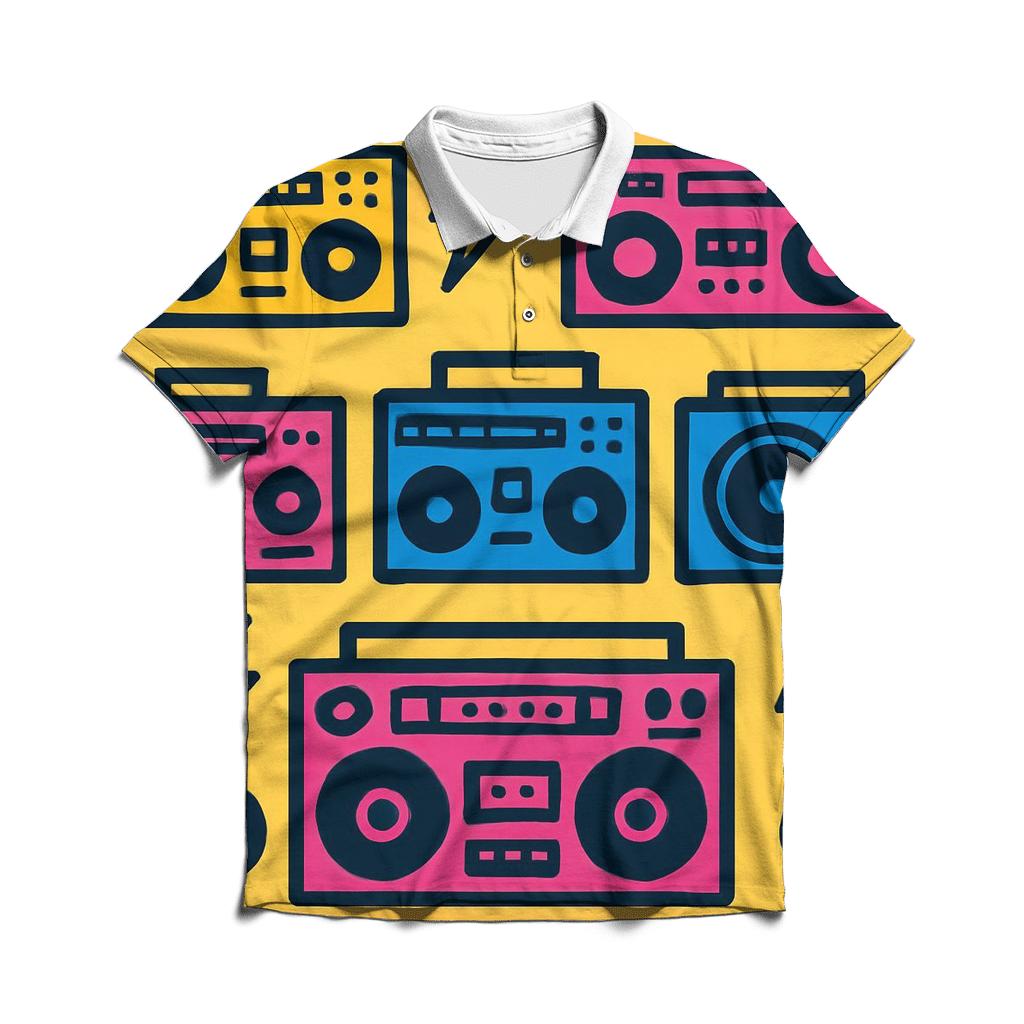 Boom Box Block Print casual sports polo shirts