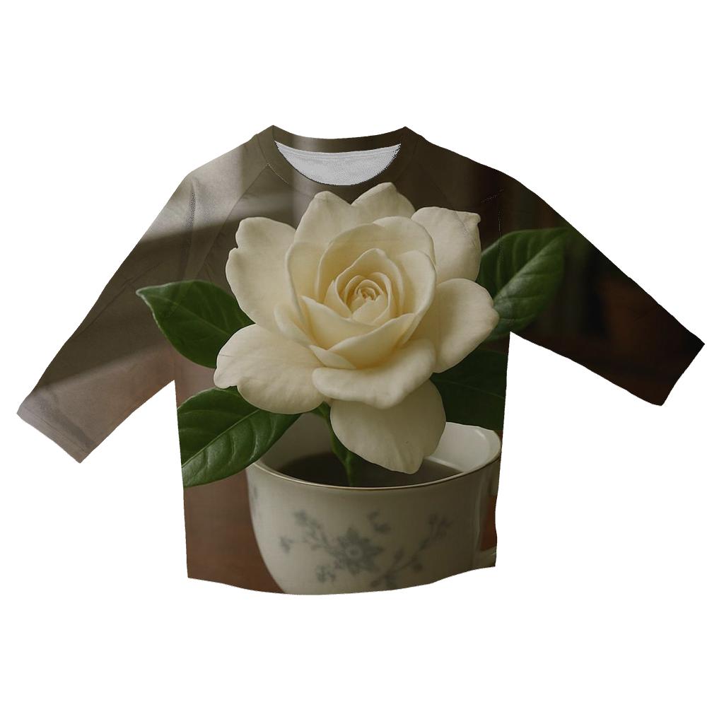 Tea Cup Gardenia Indoor Still Life cotton quarter sleeve shirts