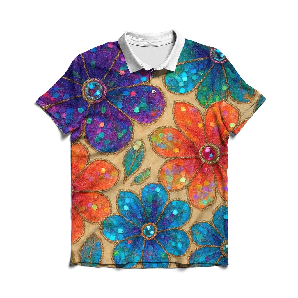 Sequin Bloom stylish collar polo tees