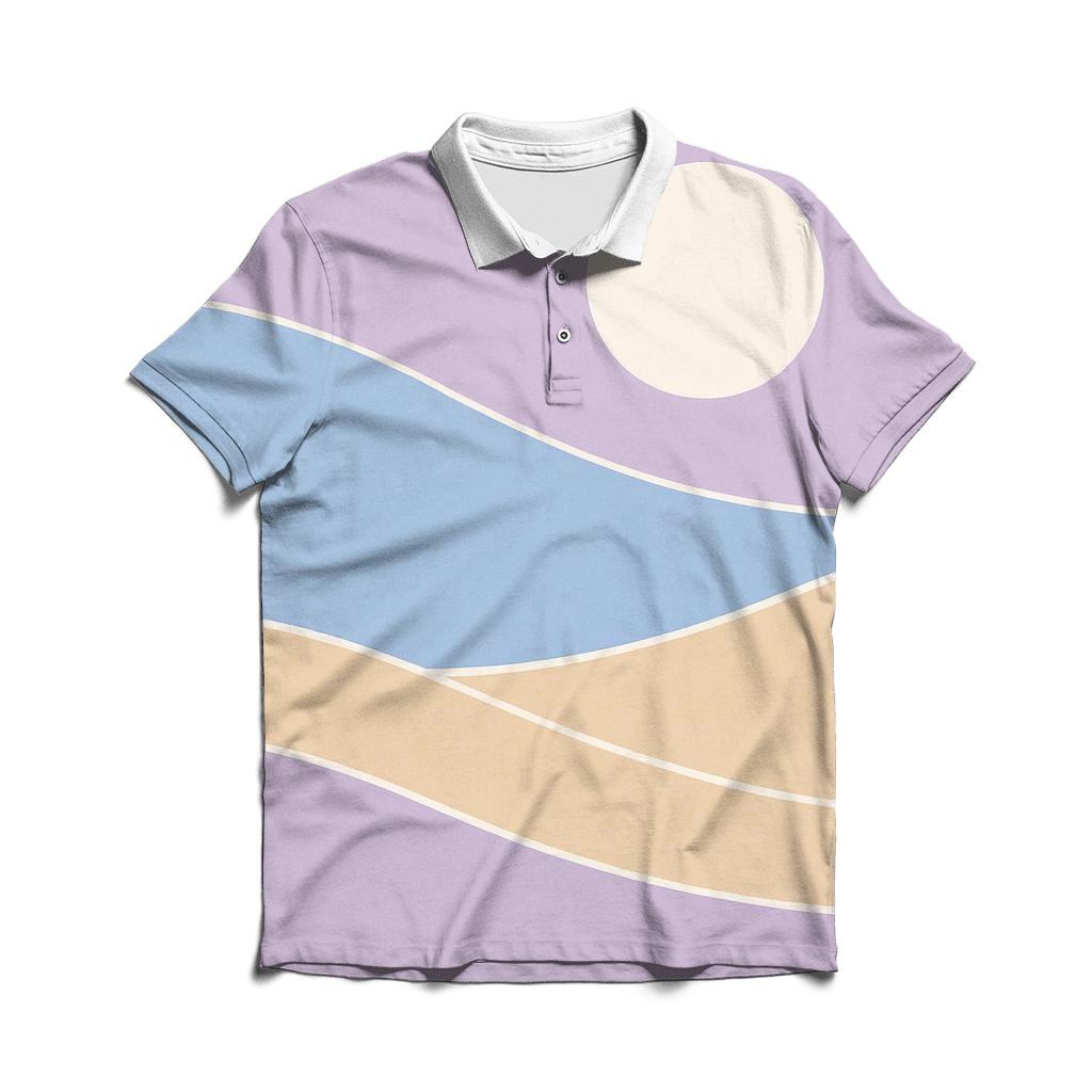 Abstract Geometry Horizon premium cotton polo shirts