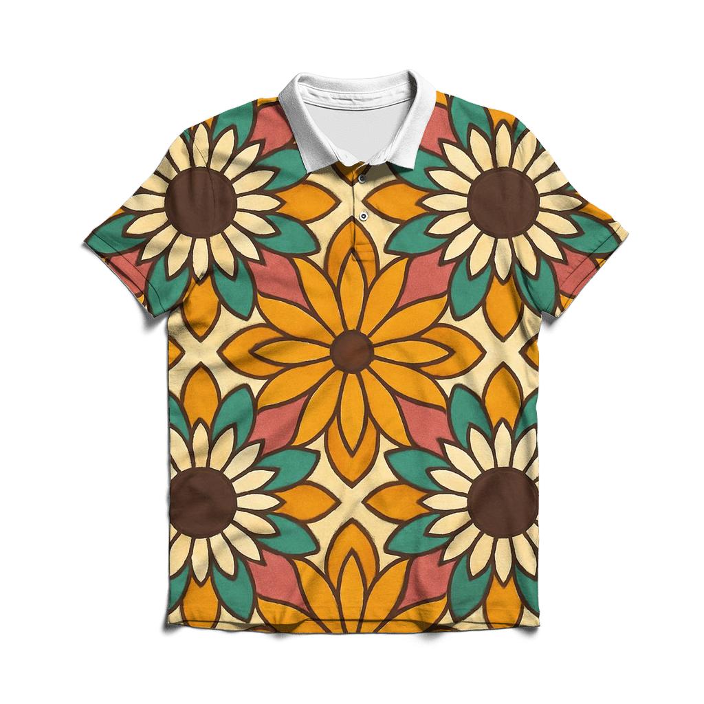 Psychedelic Sunflower Burst custom polo shirts