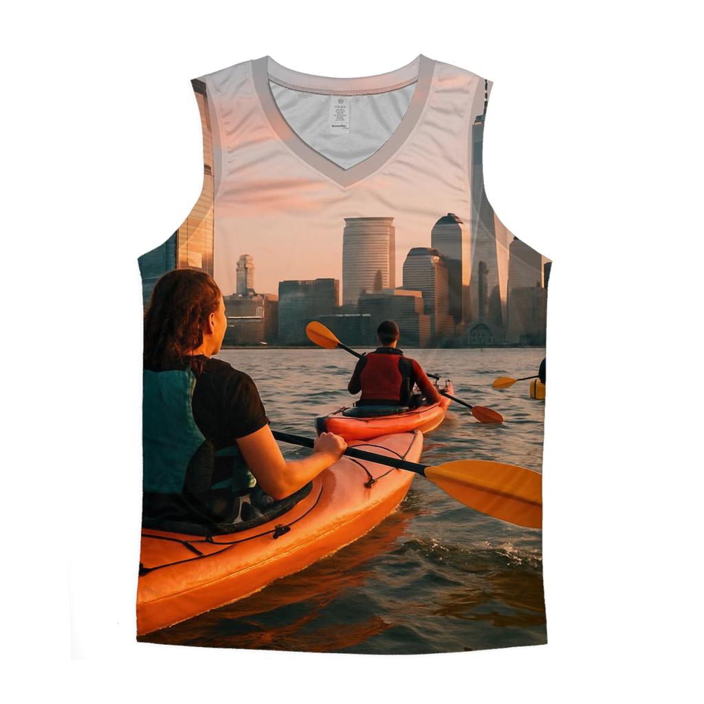 Hudson River Kayakers At Magic Hour trendy fitted tank tops