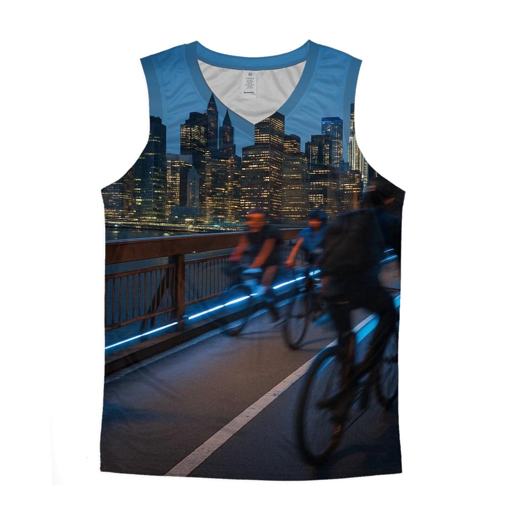 Commuter Bicycle Bridge Crossing At Blue Hour stylish racerback tanks