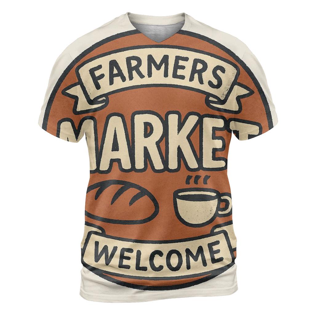 Hand Lettered Market Badge statement graphic shirts