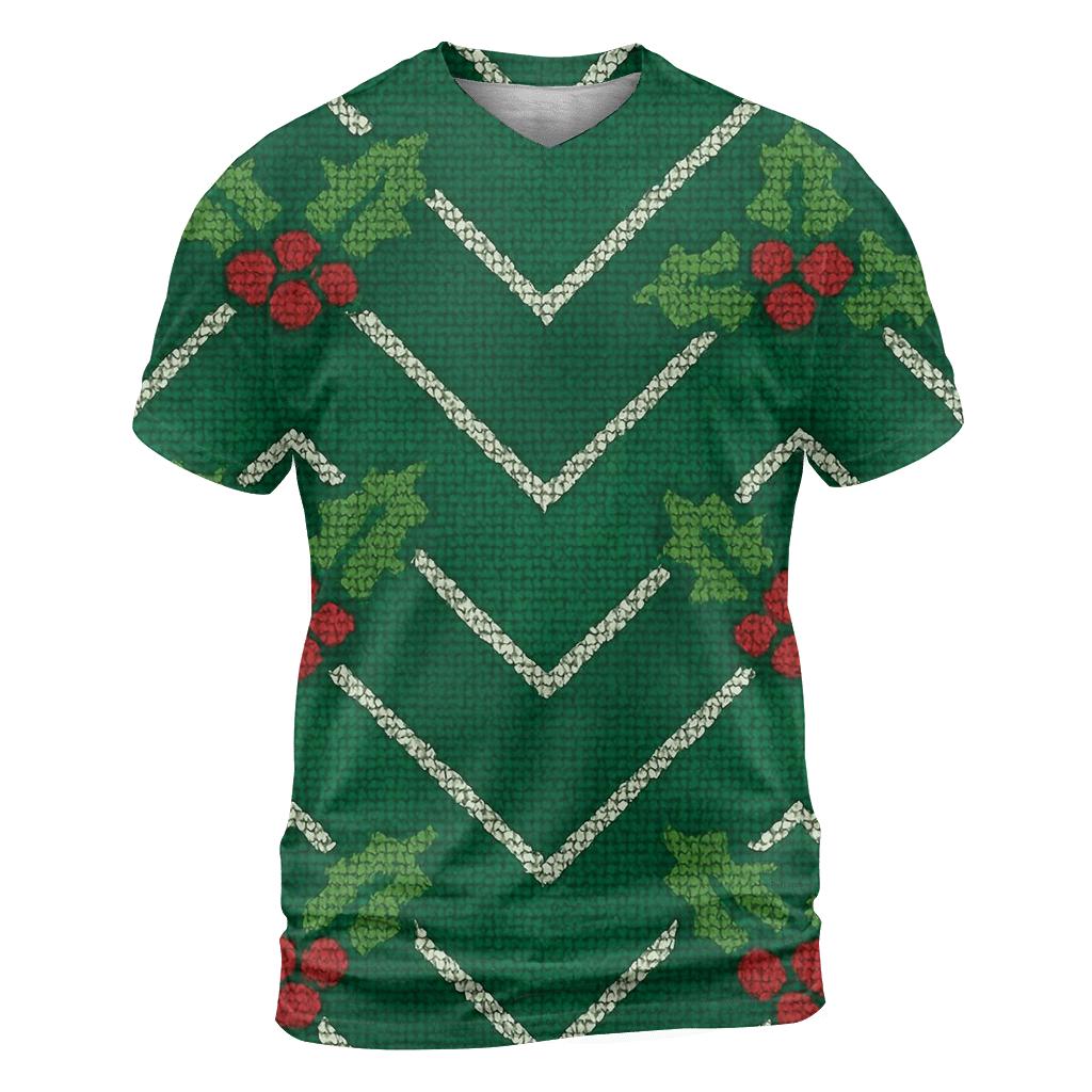 Holly Leaf Chevron Stack Design statement graphic shirts