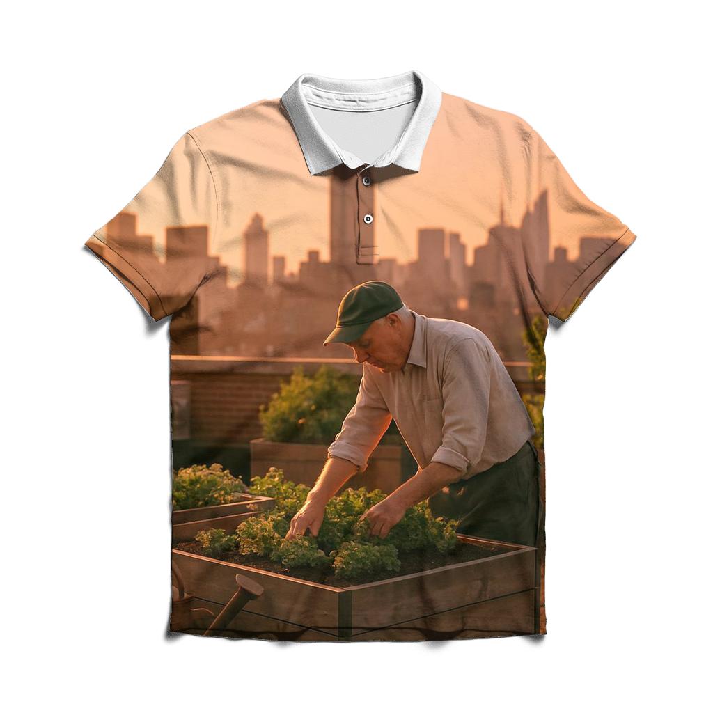 Rooftop Garden Overlook At Sunset classic pique polos