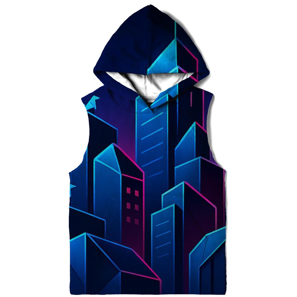 Neon Origami City printed hoodies