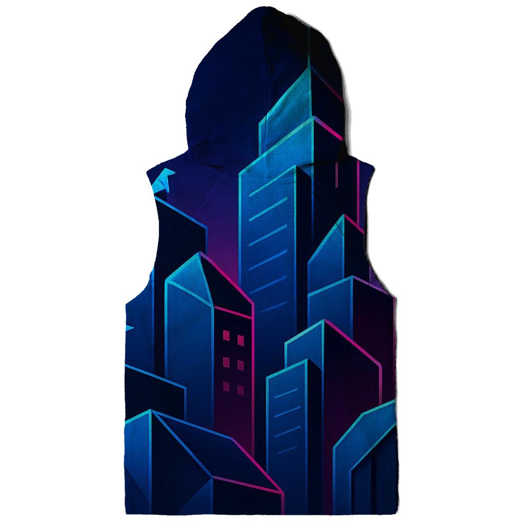 Neon Origami City printed hoodies