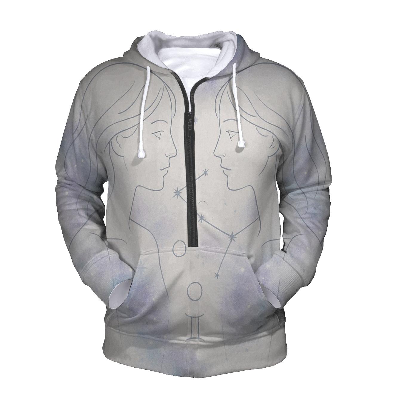 Ethereal Gemini Twins Portrait designer hoodies