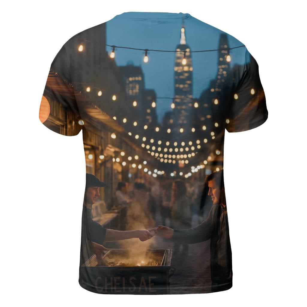 Night Market Alley With Skyline Vista vibrant all-over design tees