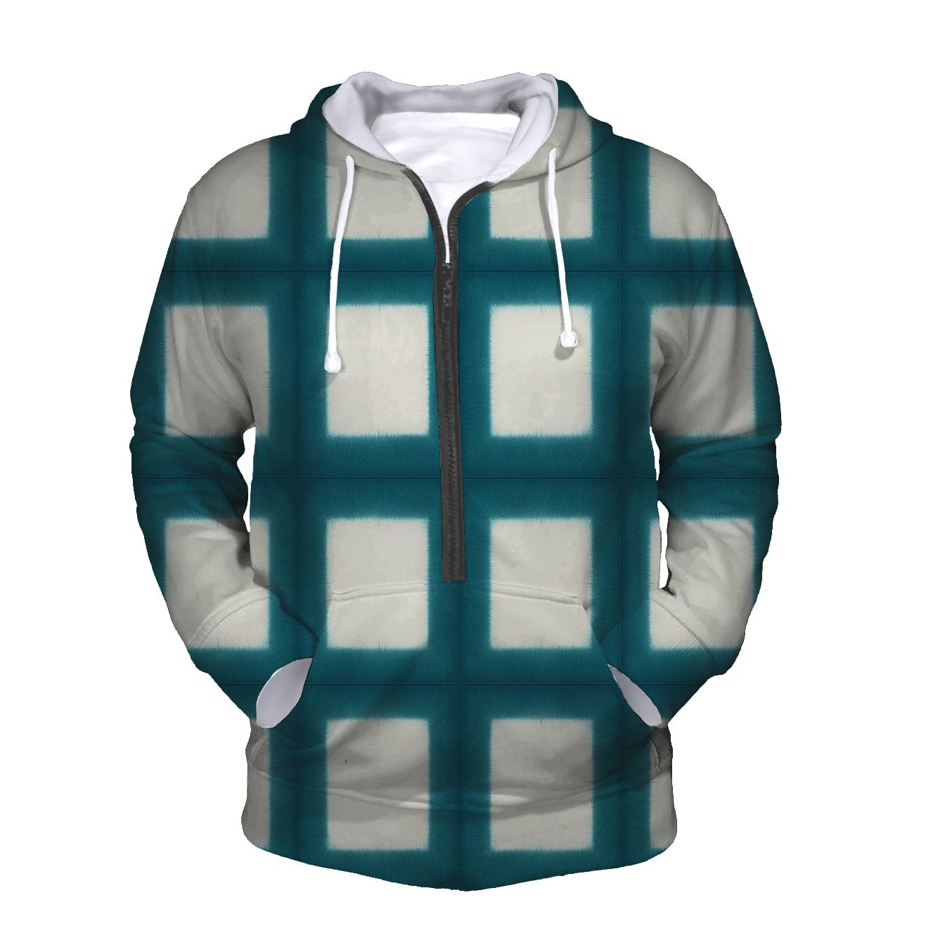 Itajime Teal Grid pullover hoodies