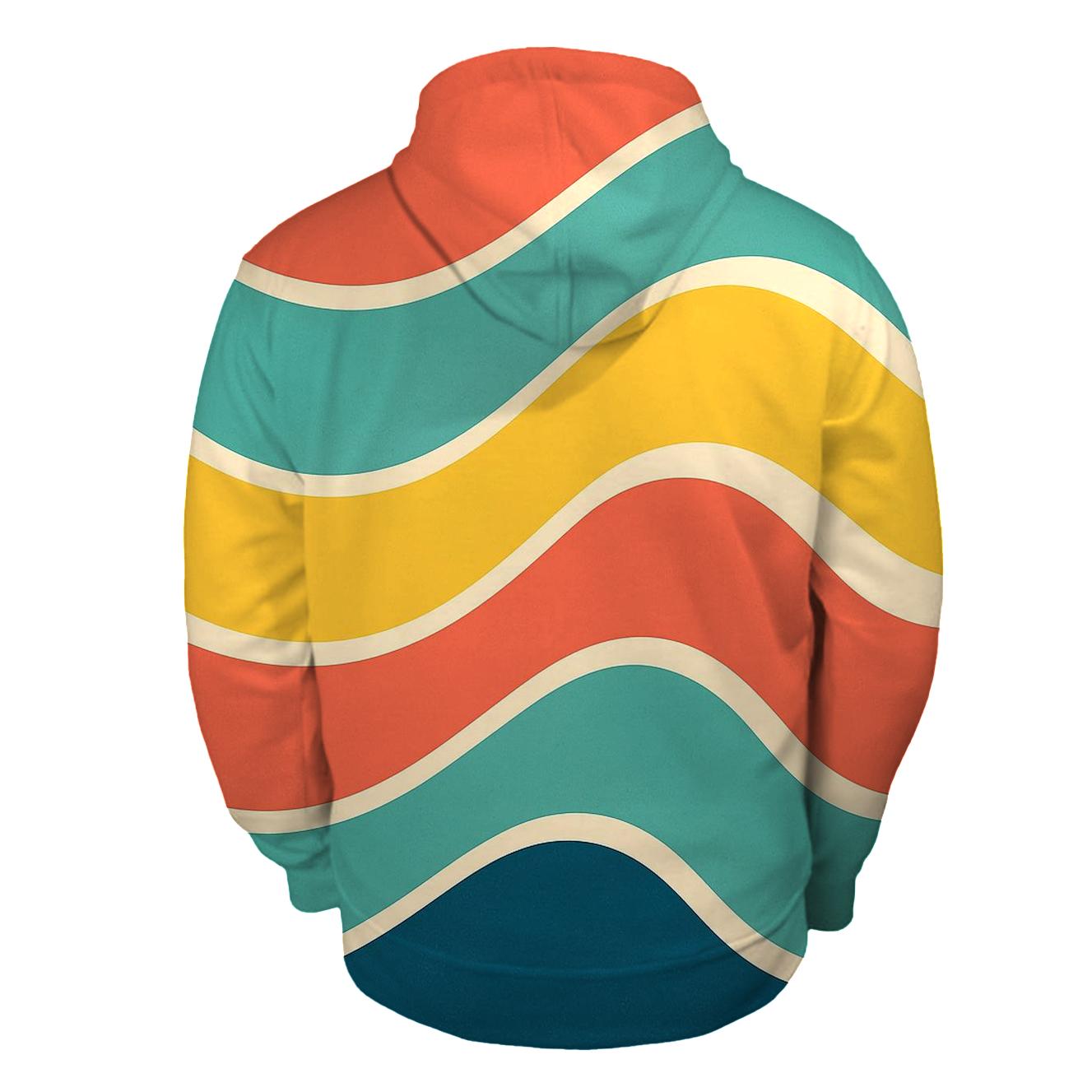 Groovy Rainbow Waves embroidered hoodies