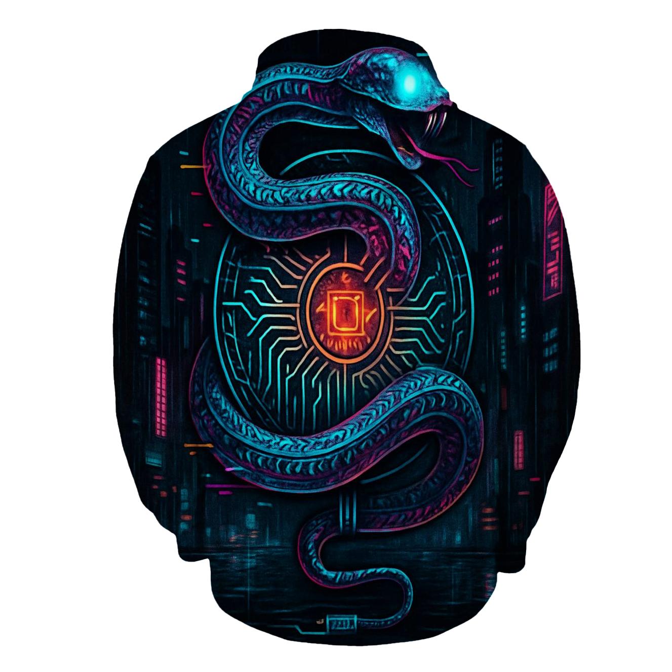 Cyber Neon Ouroboros hoodie trends