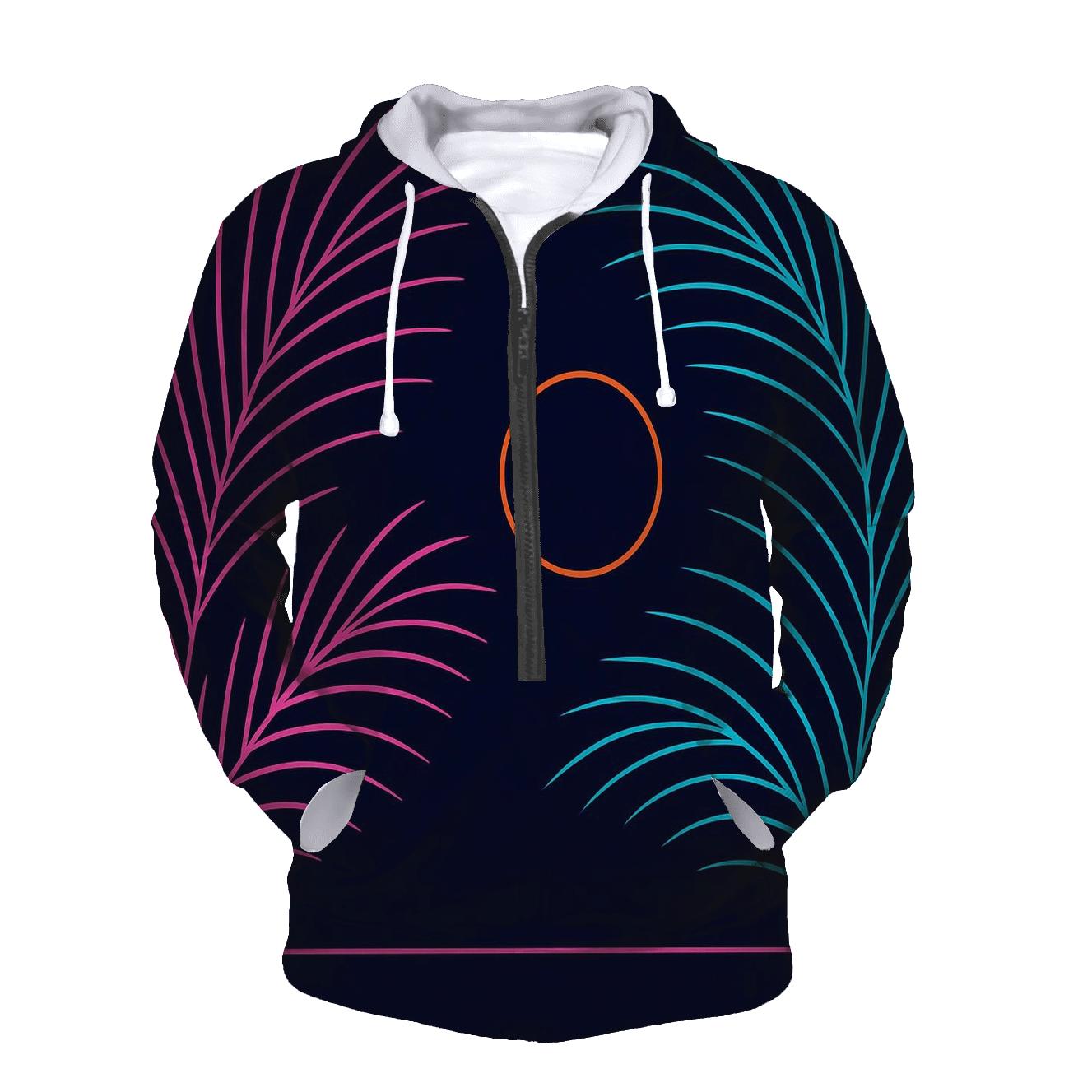 Neon Palm Lines zip-up hoodies