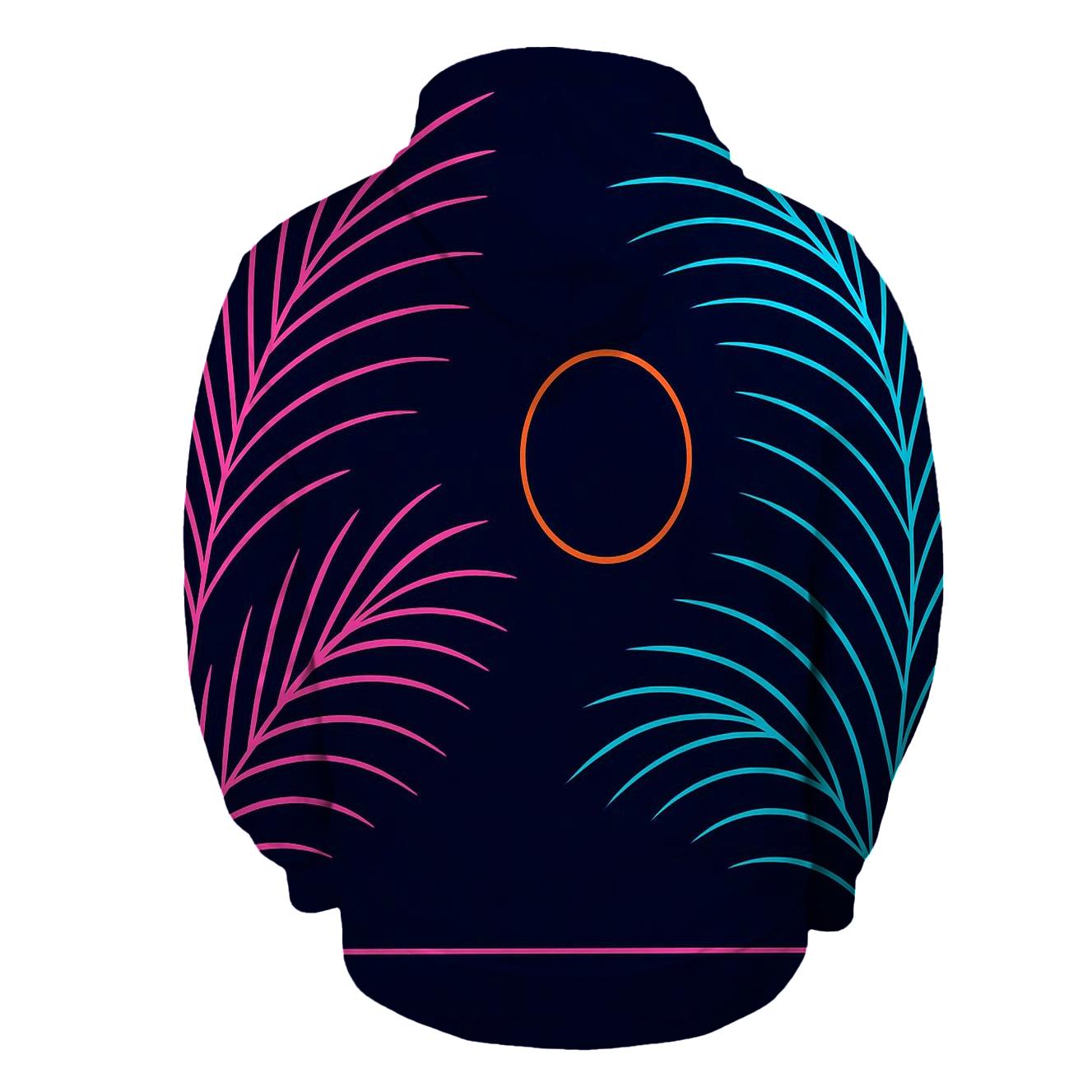 Neon Palm Lines zip-up hoodies