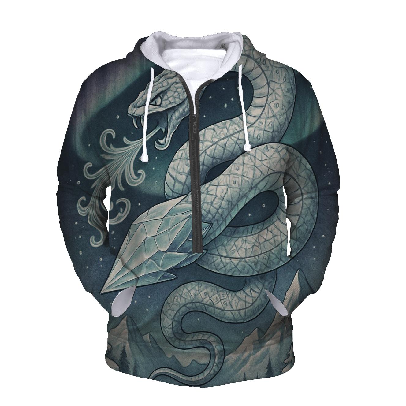Frozen Aurora Ouroboros pullover hoodies