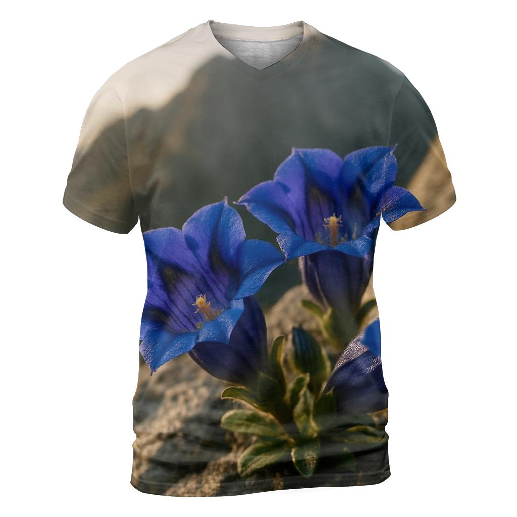 Dawn Glory Of Alpine Gentians unique graphic print tees