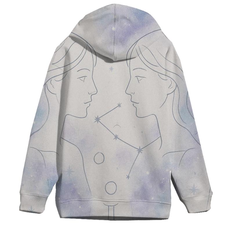 Ethereal Gemini Twins Portrait zip-up hoodies