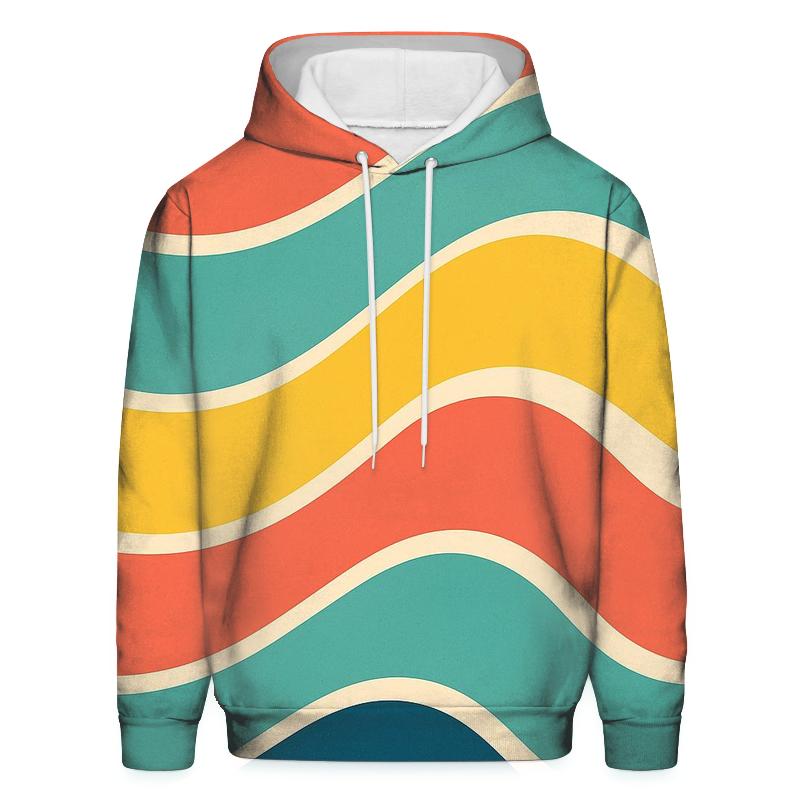 Groovy Rainbow Waves lightweight hoodies