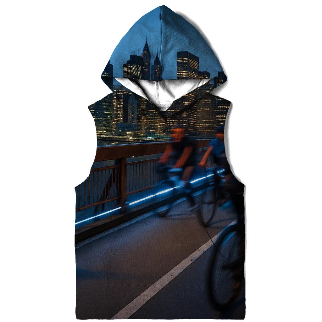 Commuter Bicycle Bridge Crossing At Blue Hour printed hoodies