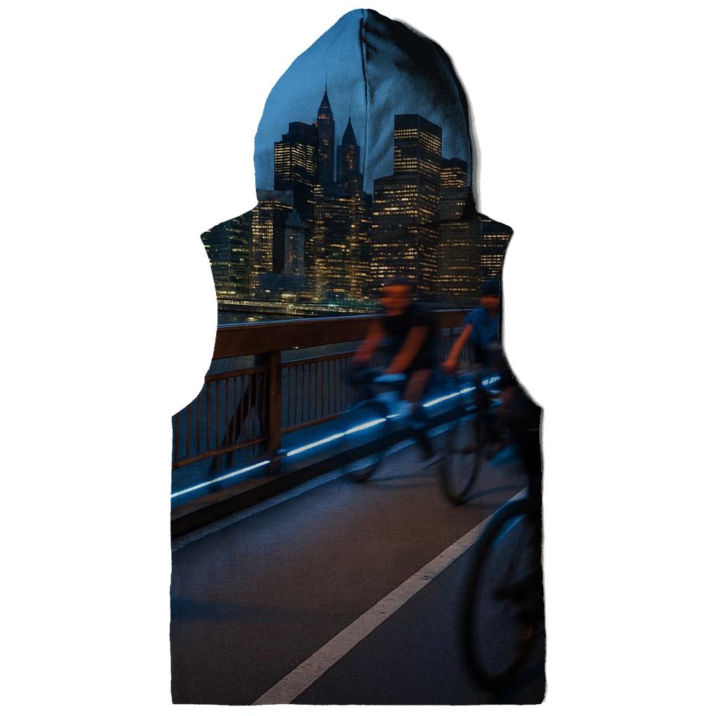 Commuter Bicycle Bridge Crossing At Blue Hour printed hoodies