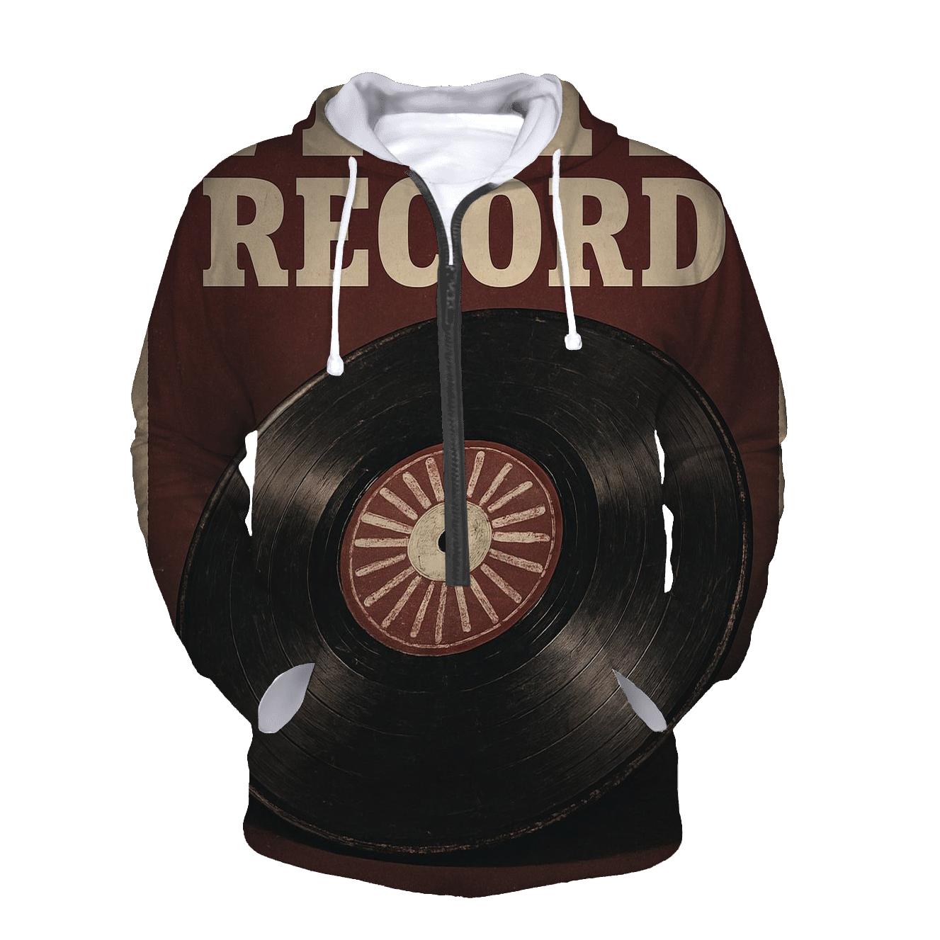 Distressed Vinyl Record Poster zip-up hoodies