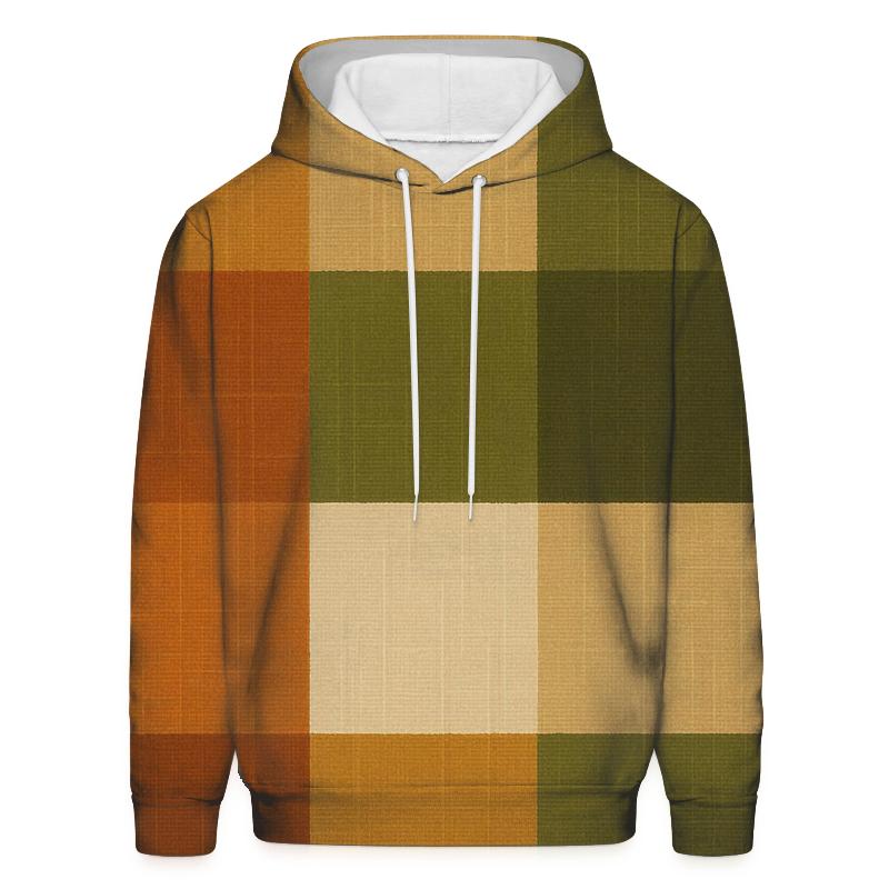 Harvest Plaid Panels embroidered hoodies