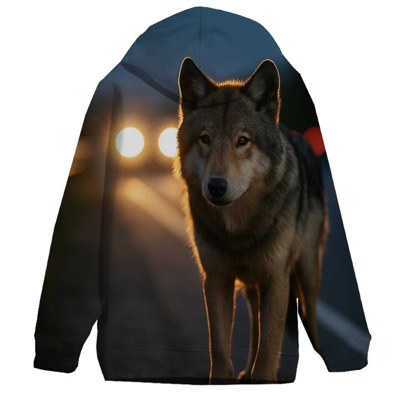 Highway Crossing At Dusk embroidered hoodies