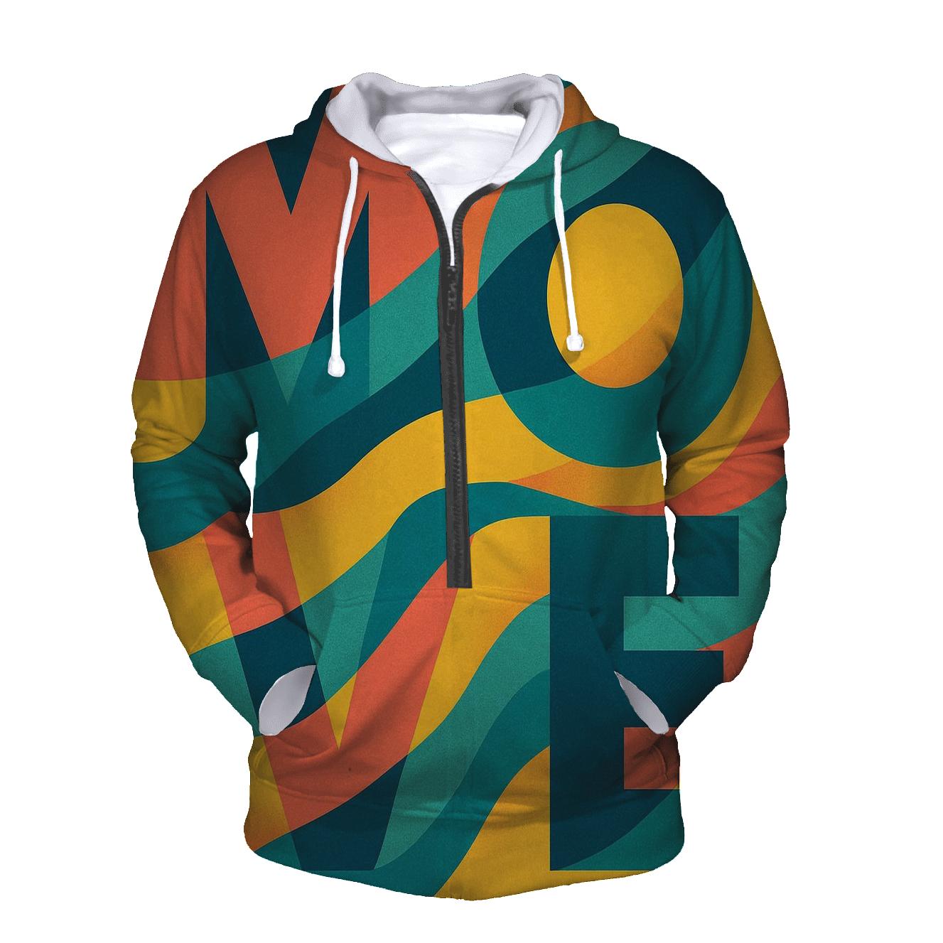 Chromatic Wave Typography pullover hoodies