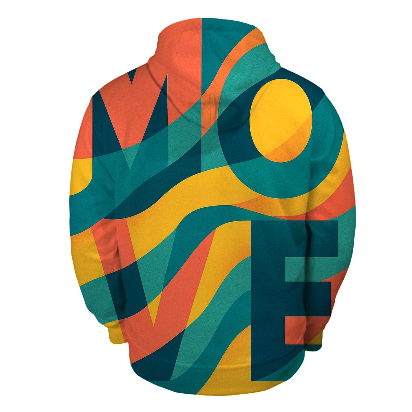 Chromatic Wave Typography pullover hoodies