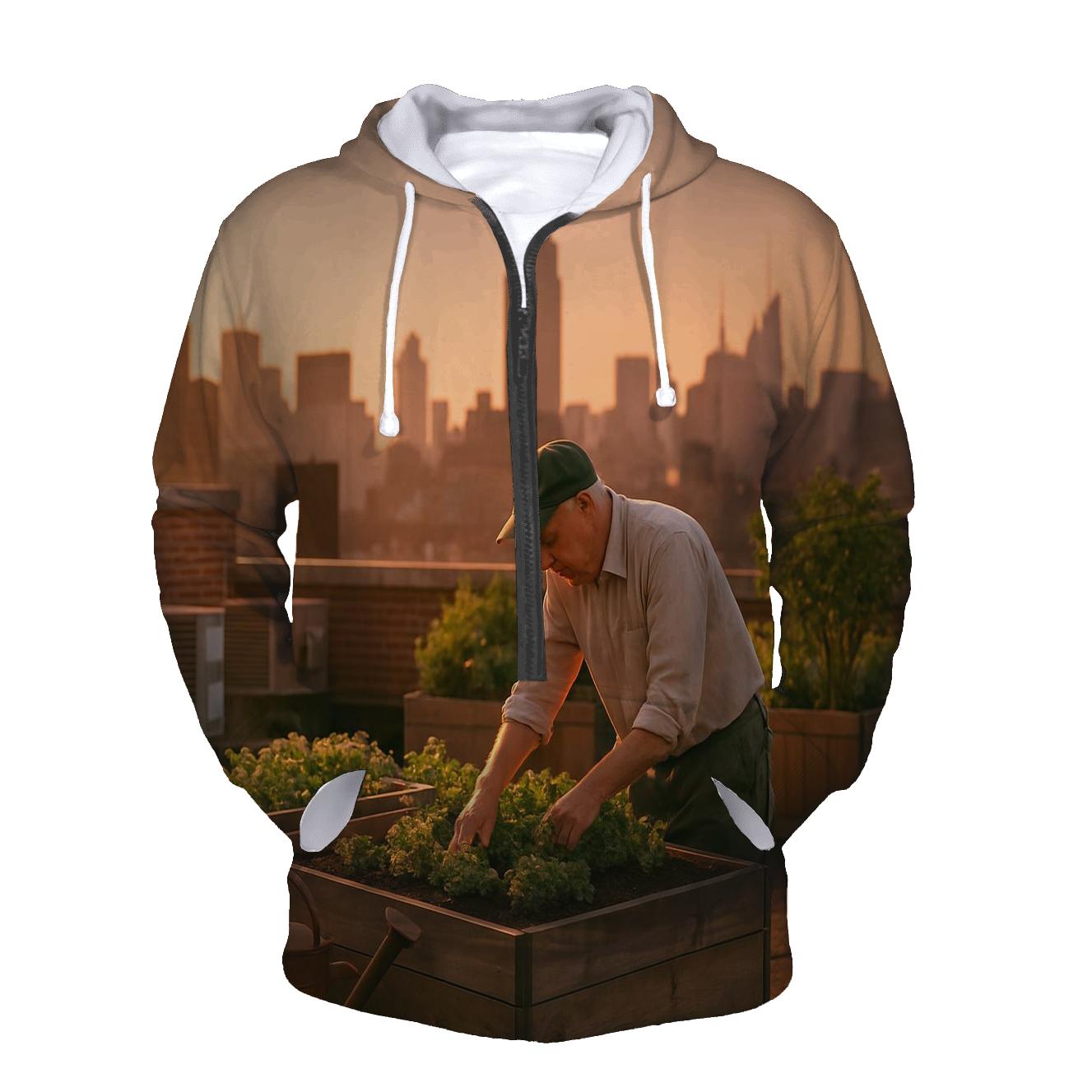 Rooftop Garden Overlook At Sunset graphic hoodies