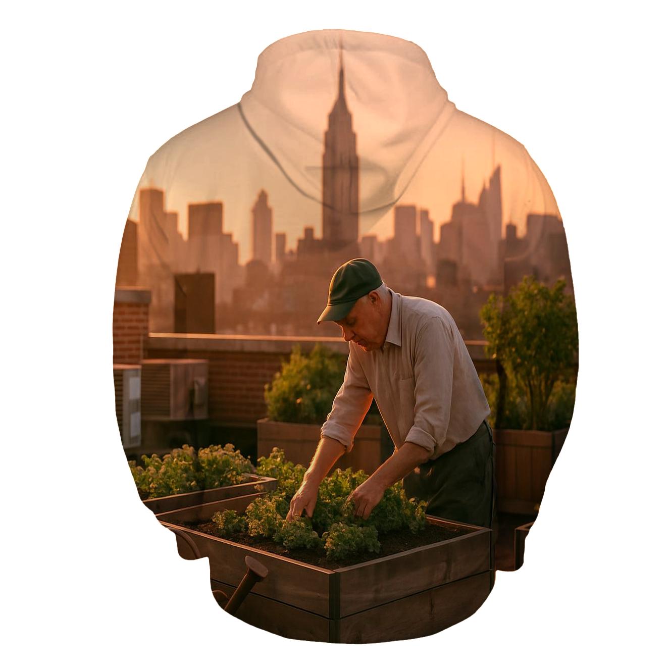 Rooftop Garden Overlook At Sunset graphic hoodies