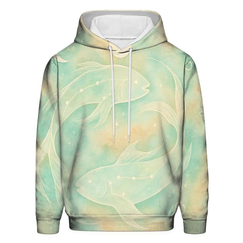 Pisces Cosmic Fish Dream Scene embroidered hoodies
