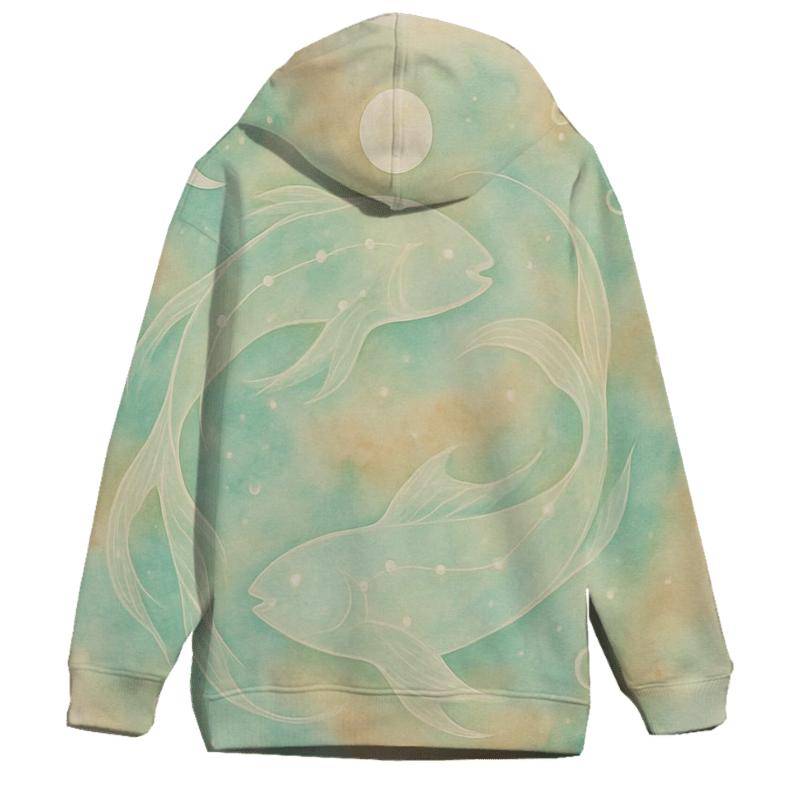 Pisces Cosmic Fish Dream Scene embroidered hoodies