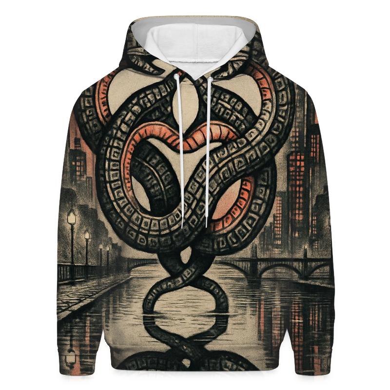 Mirrored City Ouroboros embroidered hoodies