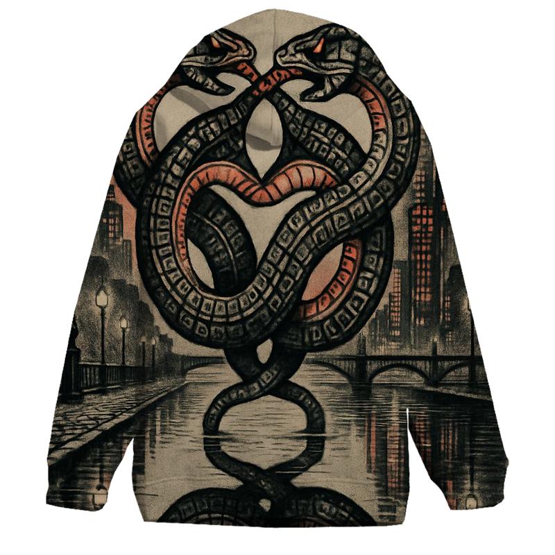 Mirrored City Ouroboros embroidered hoodies