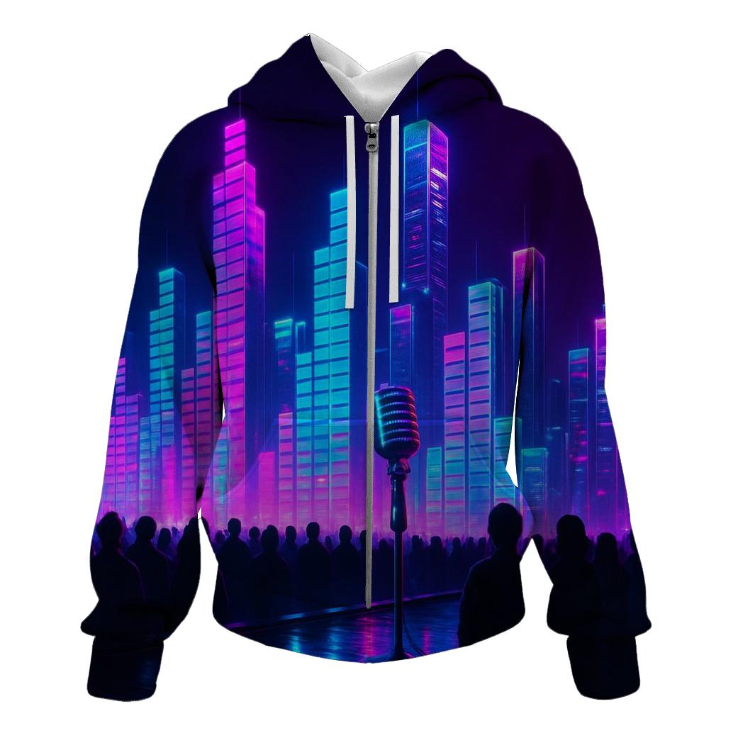 Neon Equalizer Skyline graphic hoodies