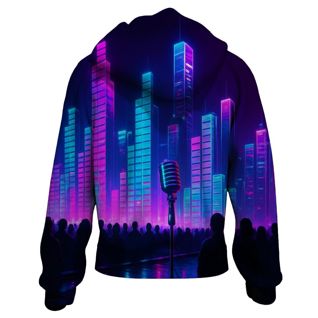 Neon Equalizer Skyline graphic hoodies