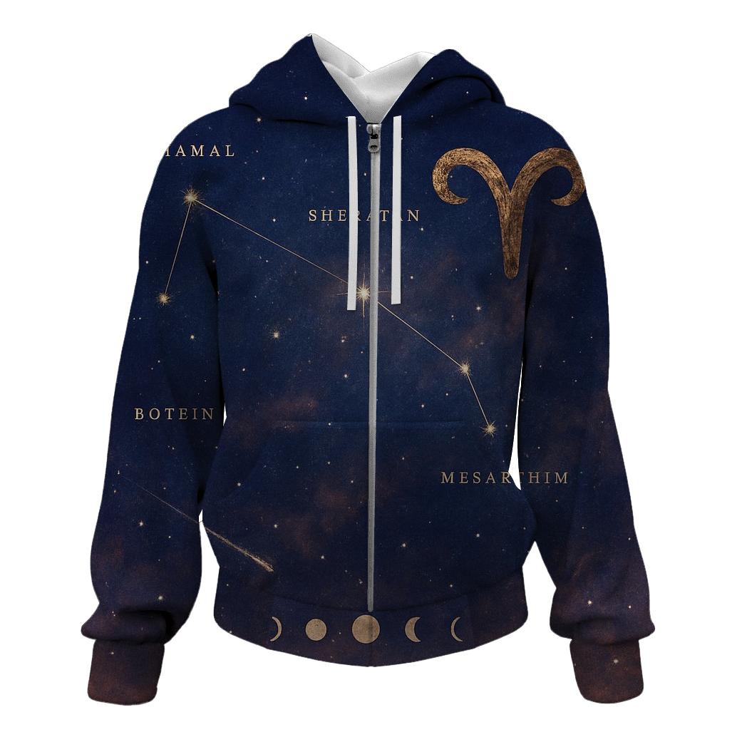 Celestial Aries Constellation Map lightweight hoodies