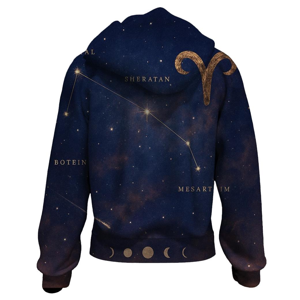 Celestial Aries Constellation Map lightweight hoodies