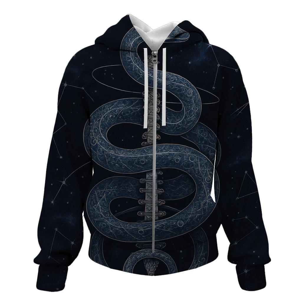 Celestial Spine Ouroboros zip-up hoodies