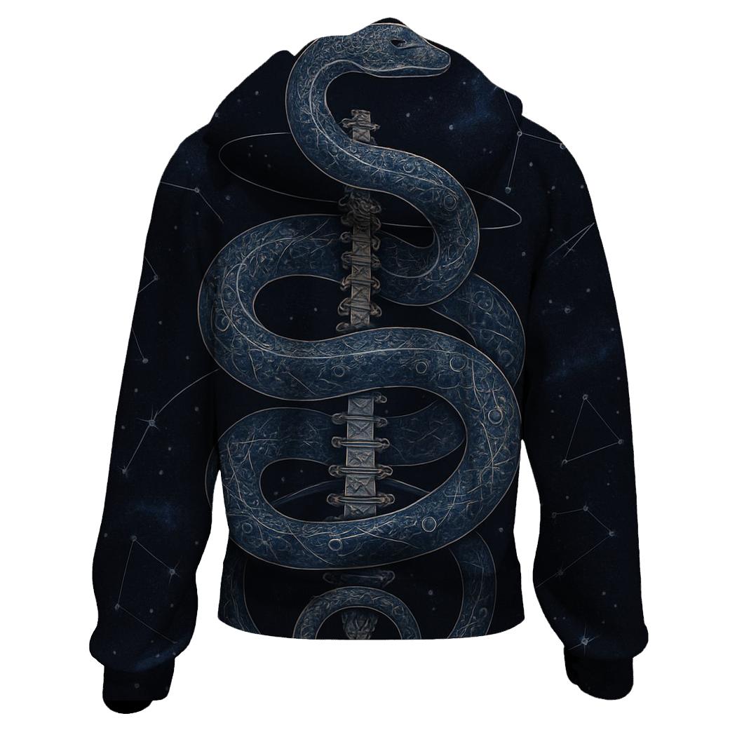 Celestial Spine Ouroboros zip-up hoodies