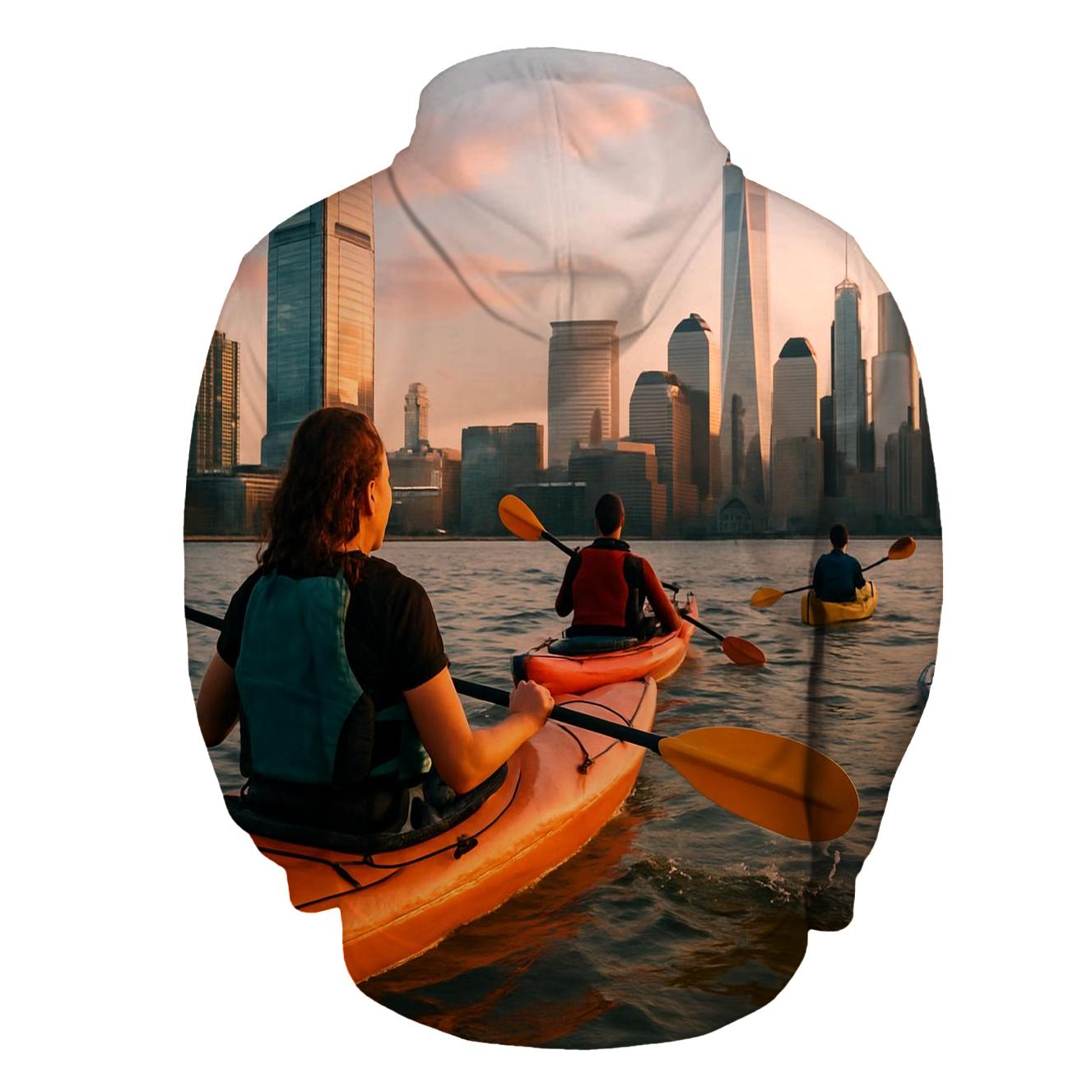 Hudson River Kayakers At Magic Hour zip-up hoodies