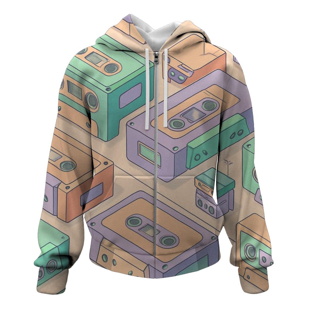 Cassette City Grid zip-up hoodies