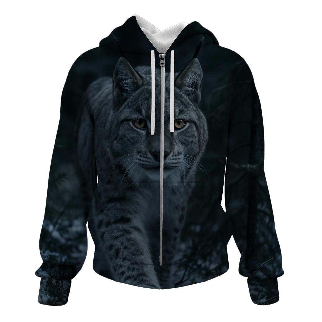 Boreal Forage — Eurasian Lynx embroidered hoodies