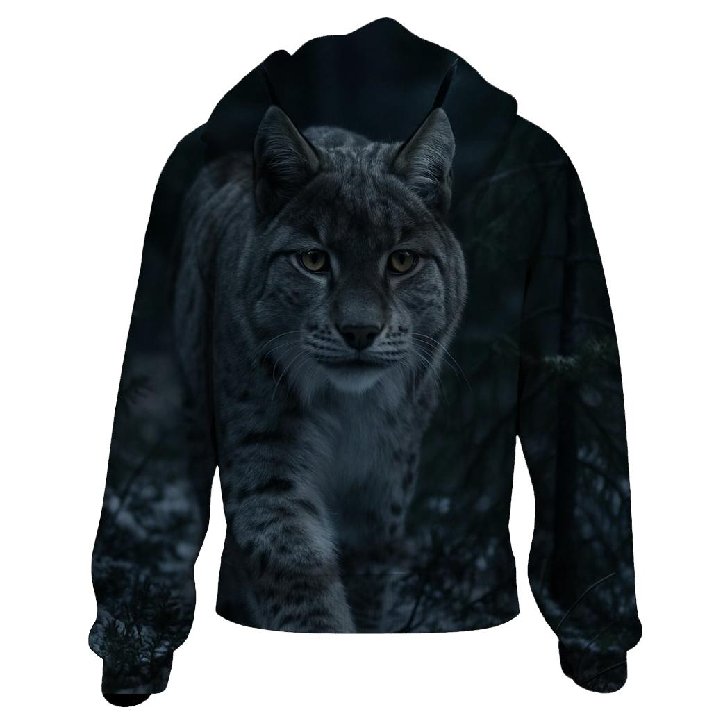 Boreal Forage — Eurasian Lynx embroidered hoodies